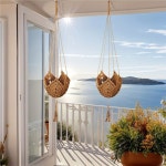 벽걸이 화분 마크라메 플라워팟 벽 장식 수제 걸이 바구니 정원용 : 디앤제이비즈니스