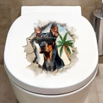 90758 # 멋진 Doberman Pinscher 개 화장실 스티커 침실 입구 현관 홈 장식 벽 이동식 : 두륜소소온