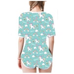 성인 원지 스냅 롬퍼 ABDL 기저귀 잠옷 Blue Unicorn L : 주니안스토어1016