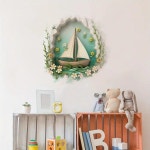 90787 # 꽃 화장실 스티커 침실 입구 현관 홈 장식 벽 이동식 항해 보트 : 두륜소소온