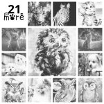 40x50cm 동물 WD-j2926~j2946 단색 점화 그림 펑크트말레리 스티펠렌 예술 : 내장소소온