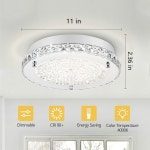 로비 침실 욕실 옷장 디밍블 11인치 18W를 위한 LZAWVM 천장 조명 플러시 마운트 8 INCH 4000K : 글로리아79