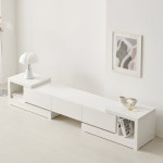 퍼니하우스 낮은 익스텐션 거실장 확장형 장식장 카라 1600 2400, 화이트 : 퍼니 하우스