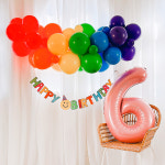 DIY 레인보우 풍선가랜드 스마일 생일 배너 세트 : 하늘풍선파티