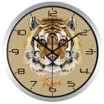 대형 호랑이 머리 마이티 라이온 벽시계, 숲의 왕 똑딱거리지 않는 소리 Slient J5T1W1 : Ares store