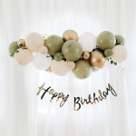 DIY 올리브 풍선가랜드 조화줄기 캘리생일골드 배너 세트 : 하늘풍선파티