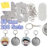 200 세트 58mm 금속 단추 제조기 키 체인 용품 DIY 핸드 프레스 라운드 배지 공예 업체 기념 선물 : 팔달무역