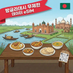 eSIM 방글라데시 언리밋 데이터 이심 5일, 무제한 : eSIM전심