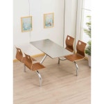 식당 테이블 세트 푸드코트 교직원 급식소 구내 분식 4인용+사과 의자+스테인리스 스틸브라켓 : 트렌드 다람쥐 스토어