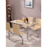 식당 테이블 세트 푸드코트 교직원 급식소 구내 분식 4인용+사과 의자+스테인리스 스틸브라켓 : 트렌드 다람쥐 스토어