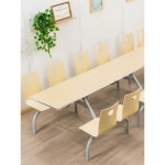 식당 테이블 세트 푸드코트 교직원 급식소 구내 분식 4인용+사과 의자+스테인리스 스틸브라켓 : 트렌드 다람쥐 스토어