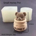 1개 새 곰 꿀 항아리 작은 곰 양초 실리콘 몰드 케이크 베이킹 몰드 아로마 양초 석고 드립 몰드 홈 데코용 : 오봉소소온