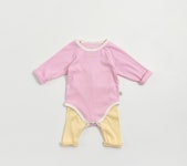 남자아기 여자아기 봄 상하 배색 골지 긴팔 우주복 배앓이방지 레깅스 세트 100일5개월 8개월 12개월 : 하우스베베