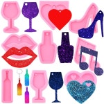 반짝 이는 병따개 열쇠 고리 금형 와인 입술 심장 음악 실리콘 펜던트 클레이 DIY 쥬얼리 에폭시 수지 : 운문소소온