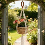 수제 태슬 마크라메 화분 걸이 네트 면 로프 벽걸이 바구니 매듭 : 이노커머스샵