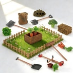 목장 농장 장식 시골 선물 귀농 미니 정원 소품 인테리어 인형 농부 도구 피규어 기념 Worker : 신기도리