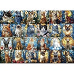 블루포레스트 1000피스 퍼즐 스테인드글라스 고양이 모자이크 아트 포스터가 있는 도전적인 직소 퍼즐 게임 나이트 27.6x19.7인치 : Mbridge