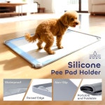 반려견용 Pawtasy 실리콘 소변 패드 홀더, 최대 24인치 x 훈련 누수 방지 논슬립 강아지 휴대하기 쉬운 고정 버튼 포함 : DealIt