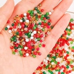 100pcs 4mm 마름모 유리 구슬 크리스마스 색상 구멍 DIY 수제 귀걸이 팔찌 쥬얼리 축제 장식 느슨한 구슬 A0543 : 연화소소온