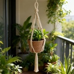 수제 태슬 마크라메 화분 걸이 네트 벽걸이 면 로프 바구니 매듭 : 이노커머스샵