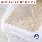 F8890 재료 보관함 폴리프로필렌 바퀴 달린 밀가루 상자 숟가락이 포함된 흰색 선반 상업용 : moa room