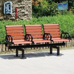 야외 알루미늄 3인용 팔걸이 플라스틱 벤치 공공용 등받이 공원 우드 Bla 175 68 84cm : 몽키1980