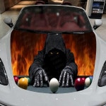 스케리 빌리어드 리퍼와 불꽃 자동차 커버 데칼 후드 스티커 방수 및 자가 접착식 비닐 랩 멋진 장식 : 에스디-상사