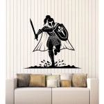 비닐 벽 데칼 중세 기사 갑옷 전사 방패 검 헬멧 스티커 벽화 큰 장식 g2911 블랙 S 11 in X 12.7 in : 냥냥냥샵