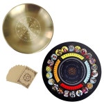 의식 고무 매트 에너지 치유를 위한 점술 도구 차크라 클렌징 타로 및 크리스탈이 포함된 펜타클 진자 보드 세트 : 에스디-상사