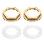 uxcell 2Pcs 황동 잠금 너트 파이프 피팅, G3/4 -14 여성 헥스 너트, 주방 세면대 싱크대 배관용 실리콘 와셔가 있는 플랜지 싱글 홀... 
