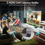 1Mii 2.4GHz 무선 2-in-1 송신기 및 수신기 - 200피트 장거리 25ms 저지연, RCA /AUX 3.5mm 오디오 어댑터, TV 홈 스테레오 사운드바 PC... 