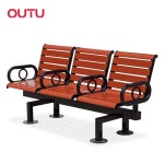 야외 알루미늄 3인용 팔걸이 플라스틱 벤치 공공용 등받이 공원 우드 Bla 175 68 84cm : 몽키1980