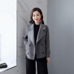 쏵판다 플러스 사이즈 패셔너블한 짧은 체크 울 코트 여성용 한국 스타일 가을 시즌 다용도 퍼 칼라 포함 : 장바구니mall