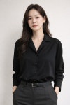 여성 봄 여름 셔츠 링클프리 스트라이프 셔츠 화이트 정장 블라우스 체크 남방 반팔 : 살롱 드 쥬