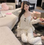 P0077 섬섬 벨벳 섹시 파자마 여 홈웨어 쓰리피스 폴라폴리스 따뜻한 가을 겨울 잠옷 : 데일리캐주얼 1