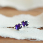 오벌 자수정 귀걸이 925실버 : 061studio