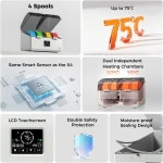 크리에이티 스페이스피 X4L 필라멘트 건조기 4개의 스풀로 최대 75개의 가능 ℃ 3D 프린터용 LCD 터치스크린 이중 독립 가열 챔버... 