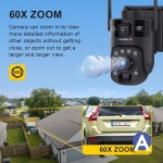 LS VISION Ubox 4K 60배 광학 줌 태양광 카메라 듀얼 스크린 야외 WiFi PTZ PIR 감지 인체 자동 추적 CCTV : PICK MARKET