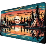 아메리카 원주민 빌리지 일몰 일출 워터 크 매트 책상 패드 마우스 : 크리모노 홀딩스