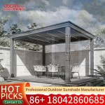 이고급 조절식 루버형 정자에는 여러 면에 탈부착 가능한 방풍 롤러 블라인드가 함께 제공됩니다. : 쇼피아25