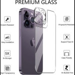 4in1뒤 유리 2개  렌즈 유리 2개 iPhone 16 15 14 Plus 13 12 Mini 11 Pro Max 뒷면 스크린 필름용 투명 강화 : 골든104