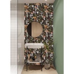 HAOKHOME 화장실 블랙 / / 그린 17.7인치 x 9.8피트의 숲 접촉 용지에 벽지 보호 버섯 제거 스틱을 붙입니다 : 준딜리버리