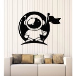 비닐 벽 데칼 스페이스맨 방 우주비행사 스티커 벽화 큰 장식 (g4943) 블랙 S 11 in X 14.2 in : 준샵.