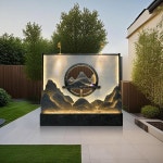 럭셔리 록커리 월 분수 LED 조명 워터 커튼 월 블랙 골드 마운틴 335 아이보리 335 Ivory : 온기가득한마켓