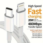 MFi 인증 USB C - 라이트닝 TPE 케이블 고속 충전 480Mbps 고속 데이터 전송 아이폰 14 13 12 11 Pro 호환 : 제스104
