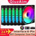 QiuzAim DIY PC 컴퓨터 케이스 냉각 쿨러 120mm 선풍기 6 in 1 세트 세트 DC12V 6 핀 RGB 선풍기 컨트롤러와 페어링 필요 : 판다다01