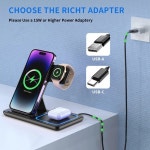 접이식 3 in 1 30W 무선 충전 스테이션 아이폰 17 16 15 14 13 12 프로 맥스 아이워치 11 에어팟 프로 고속 충전 스탠드 도크 : golden101