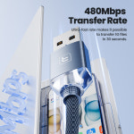 Toocki 2.4A USB 케이블-iP iPhone 11 12 PD 20W 고속 충전 USB 와이어 iPhone 13 14 X Pro Max Crystal 480Mbps 데이터 : 제스104