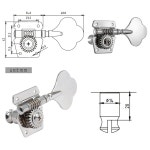 FXJXB 23 1 베이스 튜너 (3R+1L) 오픈 기어 베이스 튜닝 페그 머신 헤드 교체, 일렉트릭 재즈 / 프리시전 베이스 크롬 교체 : 딜리고박스