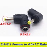 COMPSON 1PCS DC 커넥터 5.5x2.1mm 암-4.0 × 1.7mm 수 변환기 노트북 전원 어댑터 90 도 5.5 × 2.1mm-4.0 × 1.7mm. : 분당플렉스67